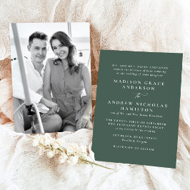 Modern Minimal Grönt Photo Bröllop Inbjudningar