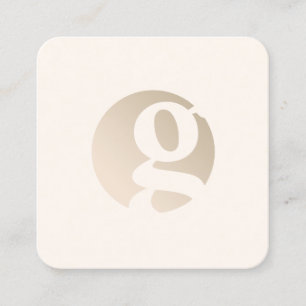 Modern minimal guld beige monogram fyrkantigt visitkort