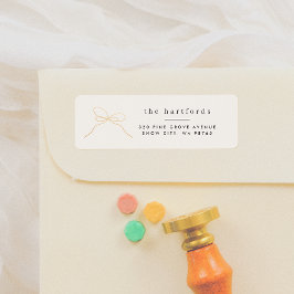 Modern Minimal Guld Bow-Elegant Typografi Returadress Etikett