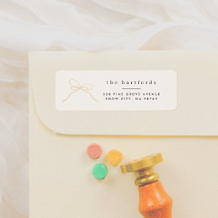 Modern Minimal Guld Bow-Elegant Typografi Returadress Etikett
