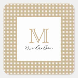 Modern Minimal Guld Elegant Monogram Fyrkantigt Klistermärke