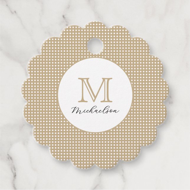 Modern Minimal Guld Elegant Monogram Gåvor Etiketter (Framsida)