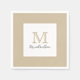Modern Minimal Guld Elegant Monogram Pappersservett