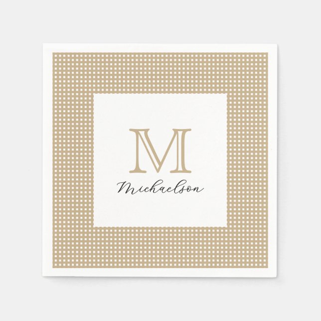 Modern Minimal Guld Elegant Monogram Pappersservett (Framsidan)