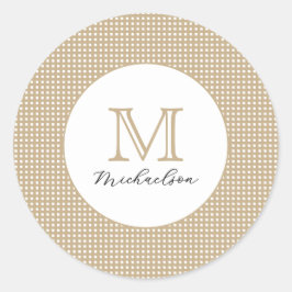 Modern Minimal Guld Elegant Monogram Runt Klistermärke