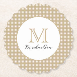 Modern Minimal Guld Elegant Monogram Underlägg Papper