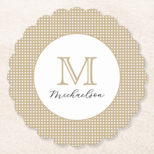 Modern Minimal Guld Elegant Monogram Underlägg Papper