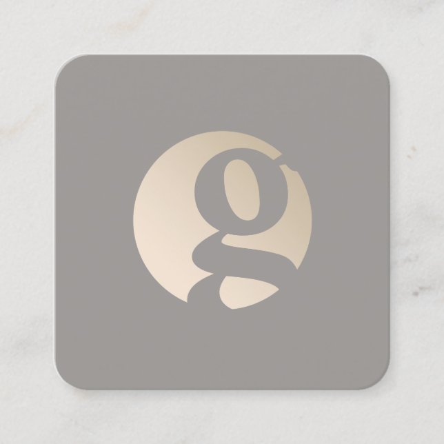 Modern minimal guld grått-monogram   fyrkantigt visitkort (Framsida)