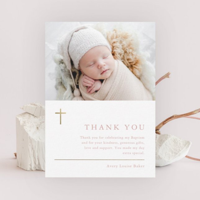 Modern minimal Guld Kor-fotobaptism Tack (Skapare uppladdad)