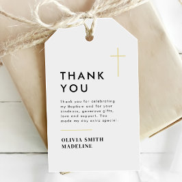 Modern Minimal Guld Kors Dop Presentetikett