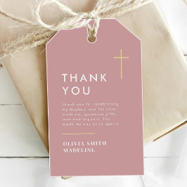 Modern Minimal Guld Kors Dop Presentetikett