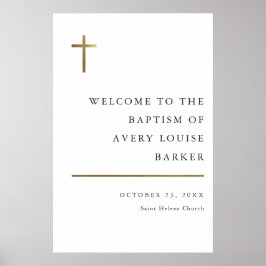 Modern Minimal Guld Kors Dop Välkommen Poster