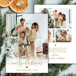 Modern Minimal Guld Skrift 4 Foto God Jul Julkort