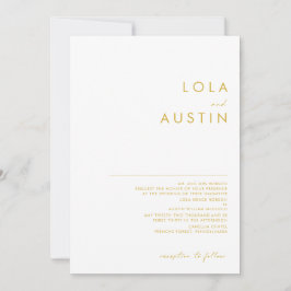 Modern minimal Guld-typsnitt, traditionell Bröllop Inbjudningar