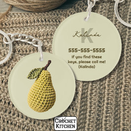 Modern minimal Gult Crochet Pear Monogram Namn