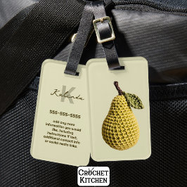 Modern Minimal Gult Crochet Pear Namn bricka Bagagebricka