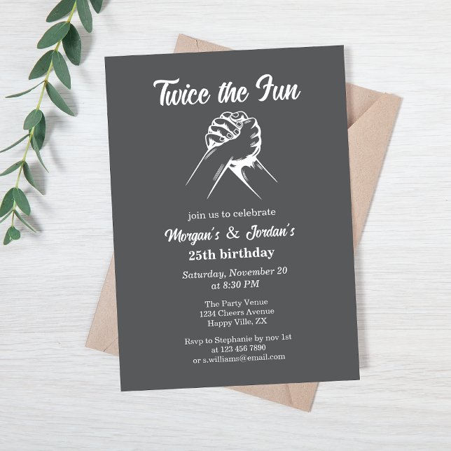 Modern Minimal Händer-Grått-födelsedag Inbjudningar (Skapare uppladdad)