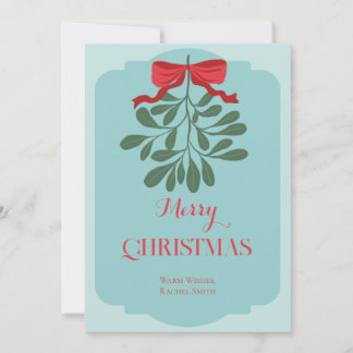 Modern minimal handritad jul med röda blad och sli julkort