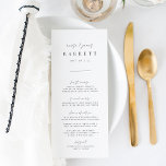 Modern minimal handskriven Bröllop Meny<br><div class="desc">Designad för att matcha våra inbjudningar till bröllop via Internet. En vacker typografibaserad design med minimalistisk känsla,  med moderna svarta,  handskrivna skript och klassiska serif-bokstäver. Anpassa med menyalternativen med åtta anpassningsbar fält.</div>