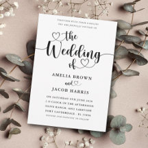 Modern Minimal Heart Black & White Bröllop