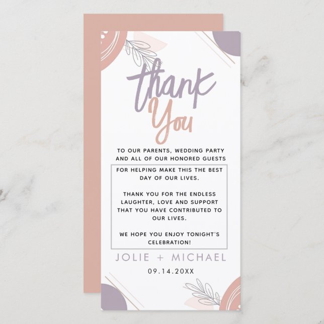 Modern Minimal Heart Boho Baby Shower Tack Kort (Fram/baksida)