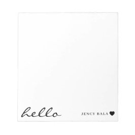 Modern Minimal Heart Clean White Design Anteckningsblock