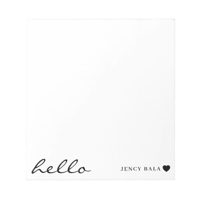 Modern Minimal Heart Clean White Design Anteckningsblock (Framsida)