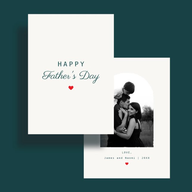 Modern Minimal Heart Custom Photo Father's Day Kort (Skapare uppladdad)
