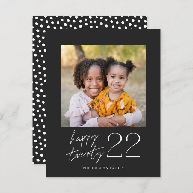 Modern minimal Helgdag av skript Lycklig 2022 Julkort (Fram/baksida)