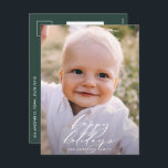 Modern minimal helgdag för fotojul - elegant helg vykort<br><div class="desc">Modern minsta blad i glad helg-manuset,  helgdag-vykort. Hand målade eukalyptus,  minimalt löv och modern rustik utandning ge i helgdag-kortet är en lyxaktig känsla. I klassade gröntar,   och grå.</div>