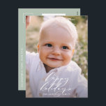 Modern minimal helgdag för fotojul - elegant helg vykort<br><div class="desc">Modern minsta blad i glad helg-manuset,  helgdag-vykort. Hand målade eukalyptus,  minimalt löv och modern rustik utandning ge i helgdag-kortet är en lyxaktig känsla. I klassade gröntar,   och grå.</div>