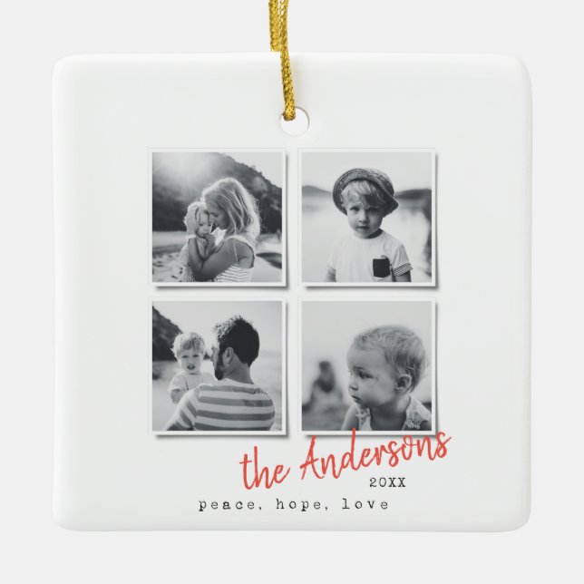 Modern minimal helgdag för julfoto julgransprydnad keramik (Framsida)