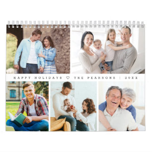 Modern Minimal Hjärtan Anpassningsbar Familjefoto Kalender