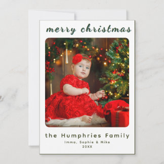 Modern Minimal Holiday Family Photo Card Tack Kort