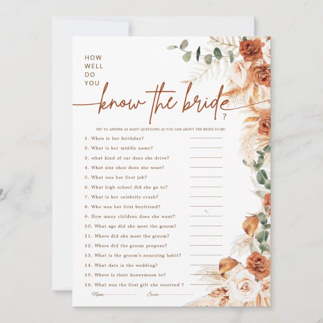 Modern Minimal How Well Do You Know the Bride Game (Framsida)