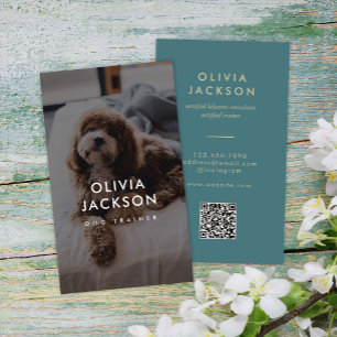 Modern Minimal Hund Trainer Pet Sitter QR-kod Visitkort