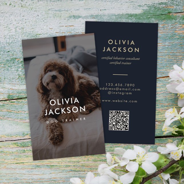 Modern Minimal Hund Trainer Pet Sitter QR-kod Visitkort (Skapare uppladdad)