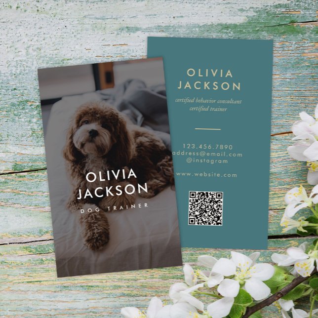 Modern Minimal Hund Trainer Pet Sitter QR-kod Visitkort (Skapare uppladdad)