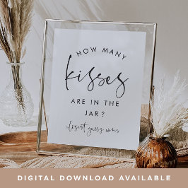 Modern minimal - hur många kisses Shower Game Sign Poster