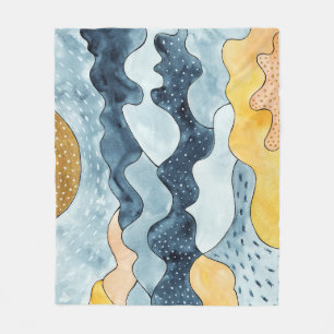 Modern minimal illustration av Golden Sol Fleecefilt