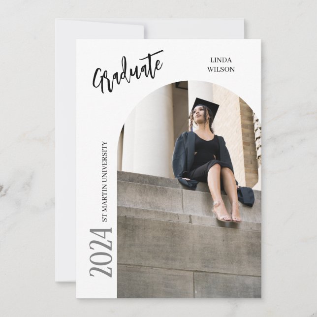 Modern minimal inbjudan med två foto-Studenten (Framsida)