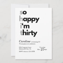 Modern minimal inbjudan till 30års födelsedag är e