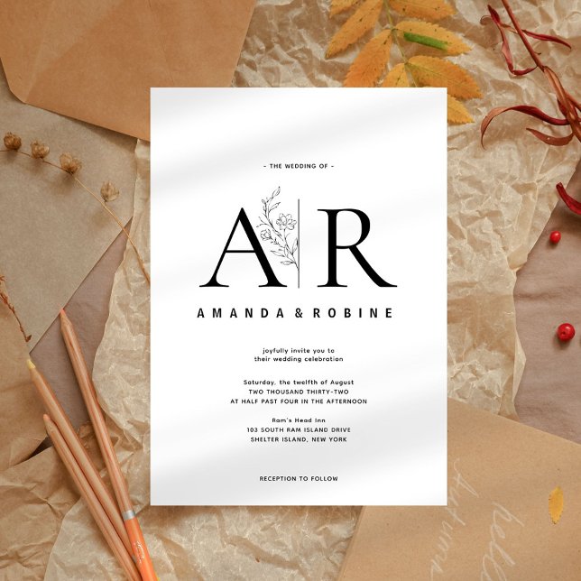 Modern minimal inbjudan till bröllop i Initialer (Skapare uppladdad)