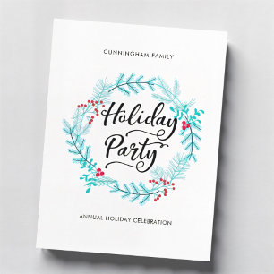 Modern minimal inbjudan till Julfest av krans