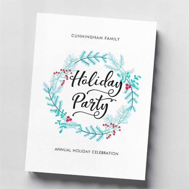 Modern minimal inbjudan till Julfest av krans (Skapare uppladdad)