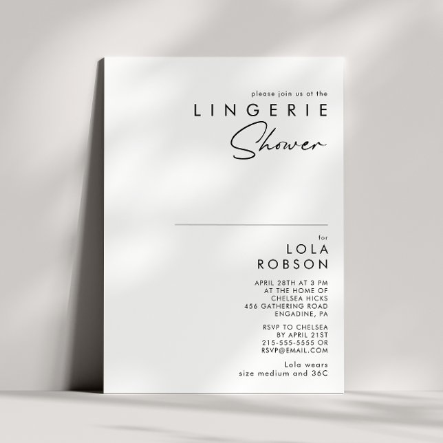 Modern minimal inbjudan till Lingerie Shower (Skapare uppladdad)
