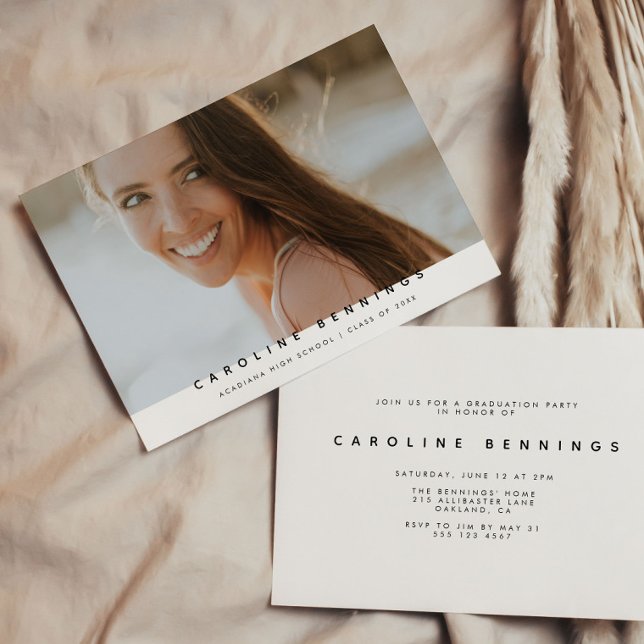 Modern minimal inbjudan till Photo Studenten (Modern Minimal Photo Graduation Invitation)