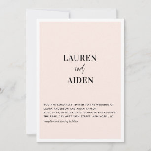 Modern minimal inbjudan till rosa av skript