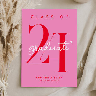 Modern minimal inbjudan till Rosa Red Studenten