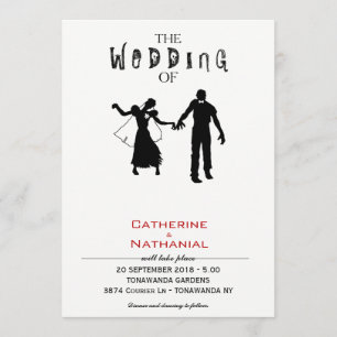 Modern minimal inbjudan till Zombie Horde Wedding